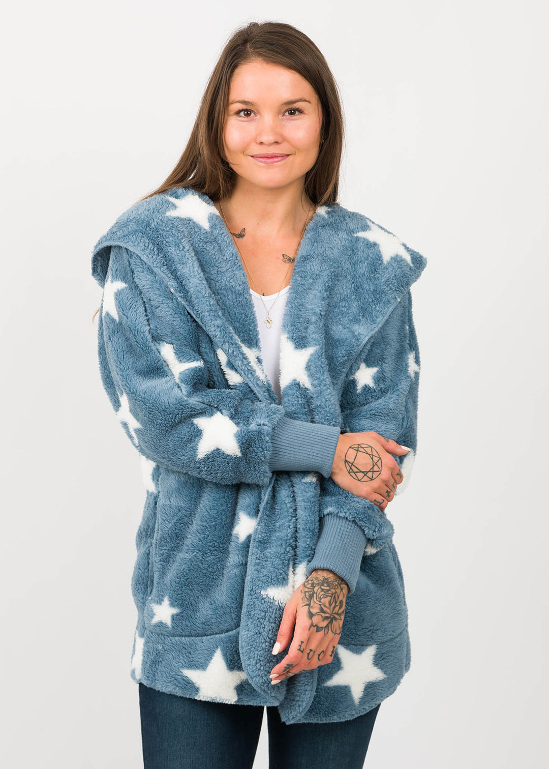 Teddy Bear Plush Cardigan (Starry Night)