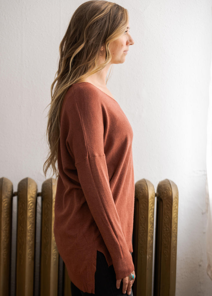 Comfy As Can Be Sweater (Marsala)