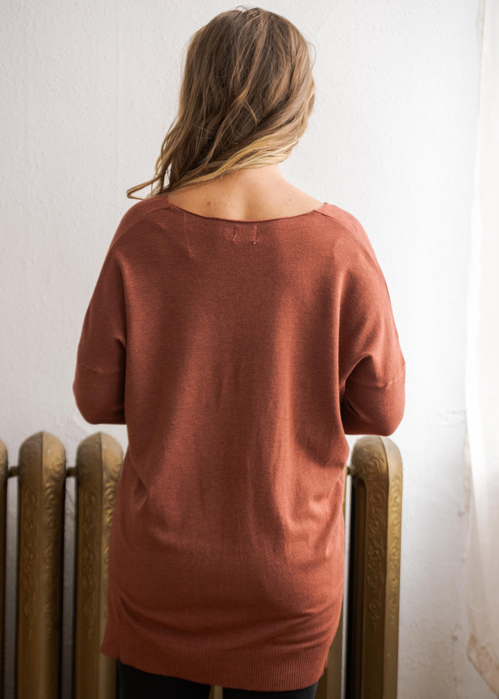 Comfy As Can Be Sweater (Marsala)