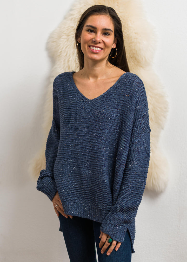 My Cozy Speckled Sweater (Blueberry)
