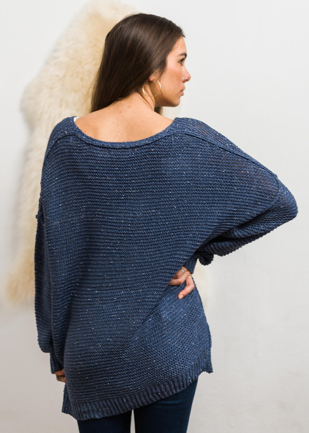 My Cozy Speckled Sweater (Blueberry)