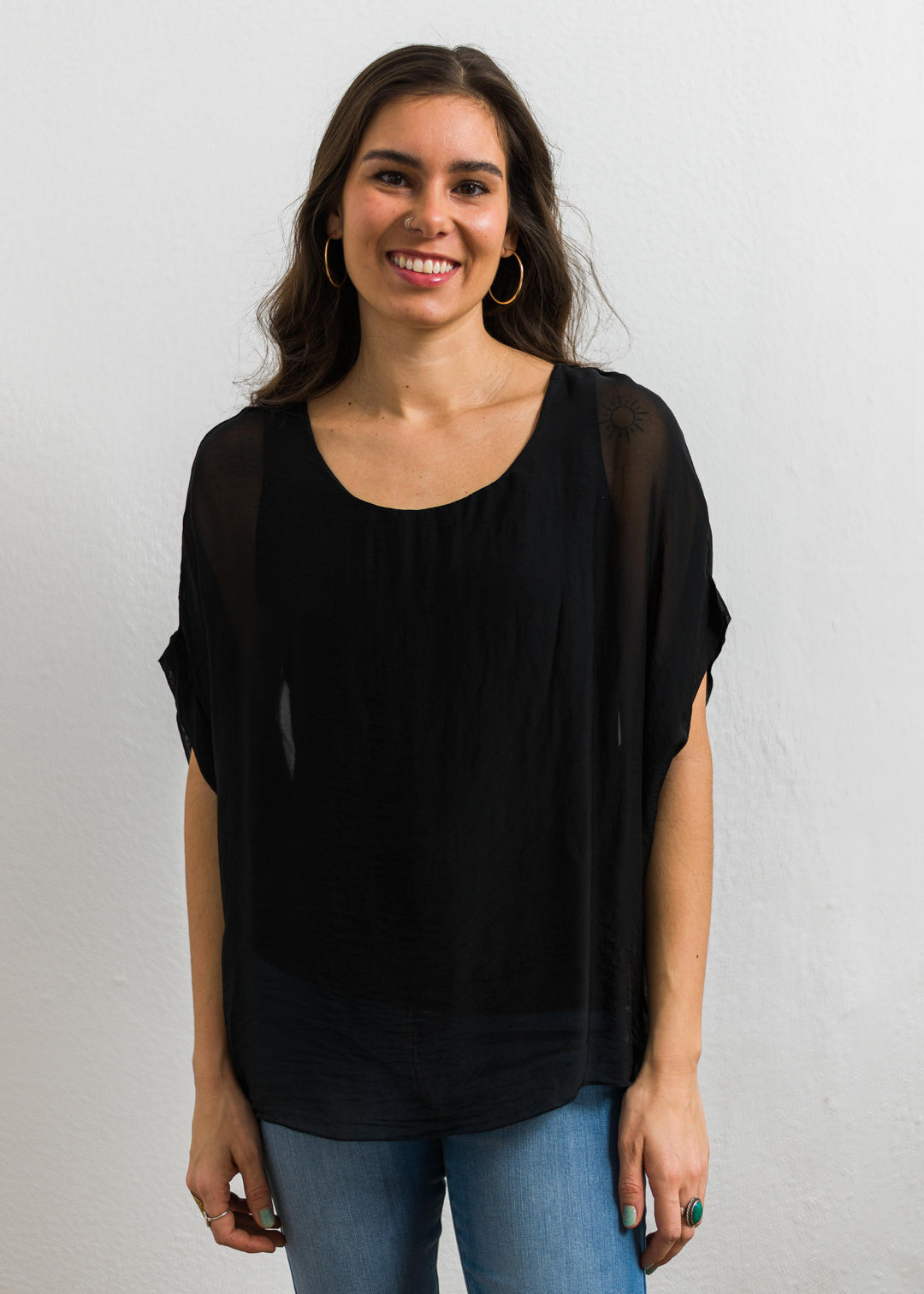 Natalie Silk Tee (Black)