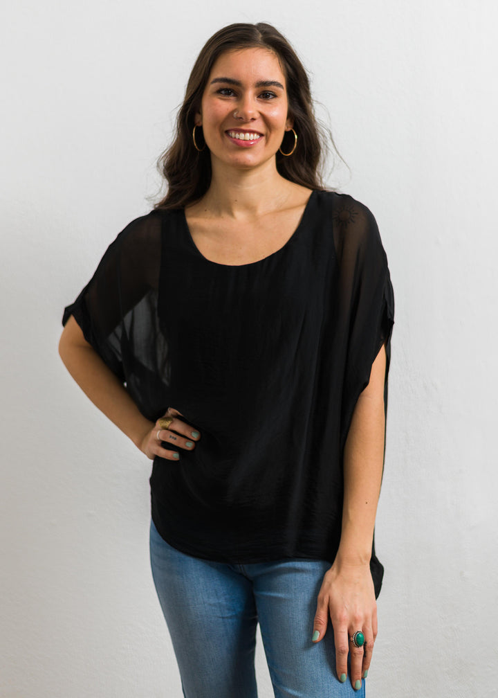 Natalie Silk Tee (Black)