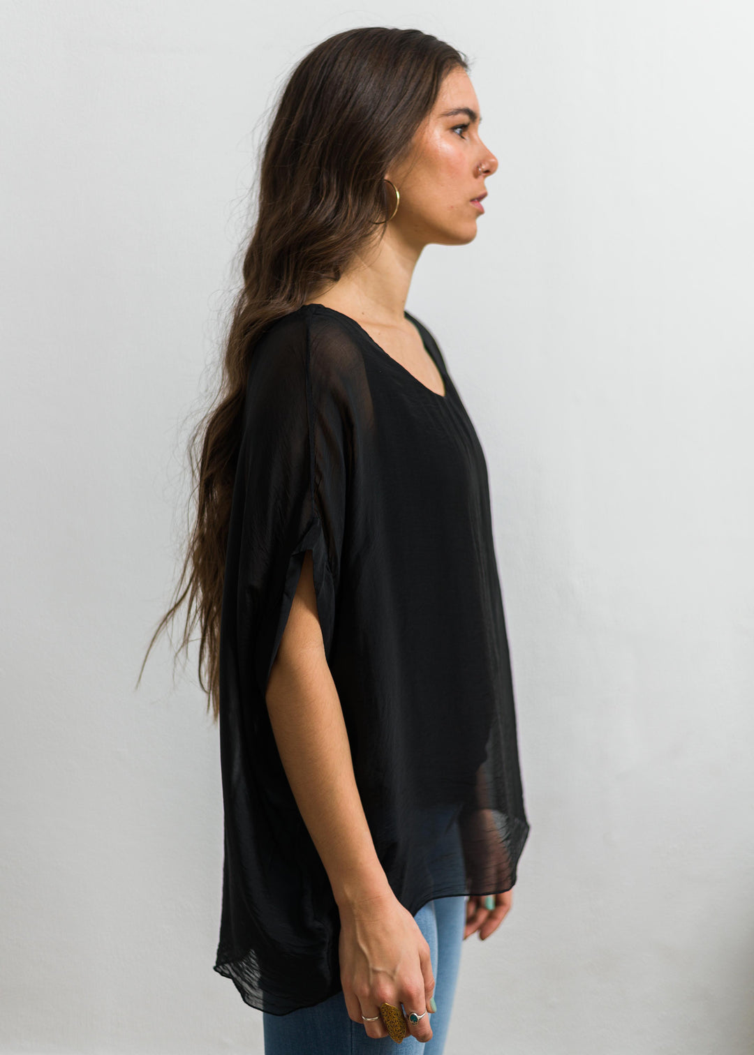 Natalie Silk Tee (Black)