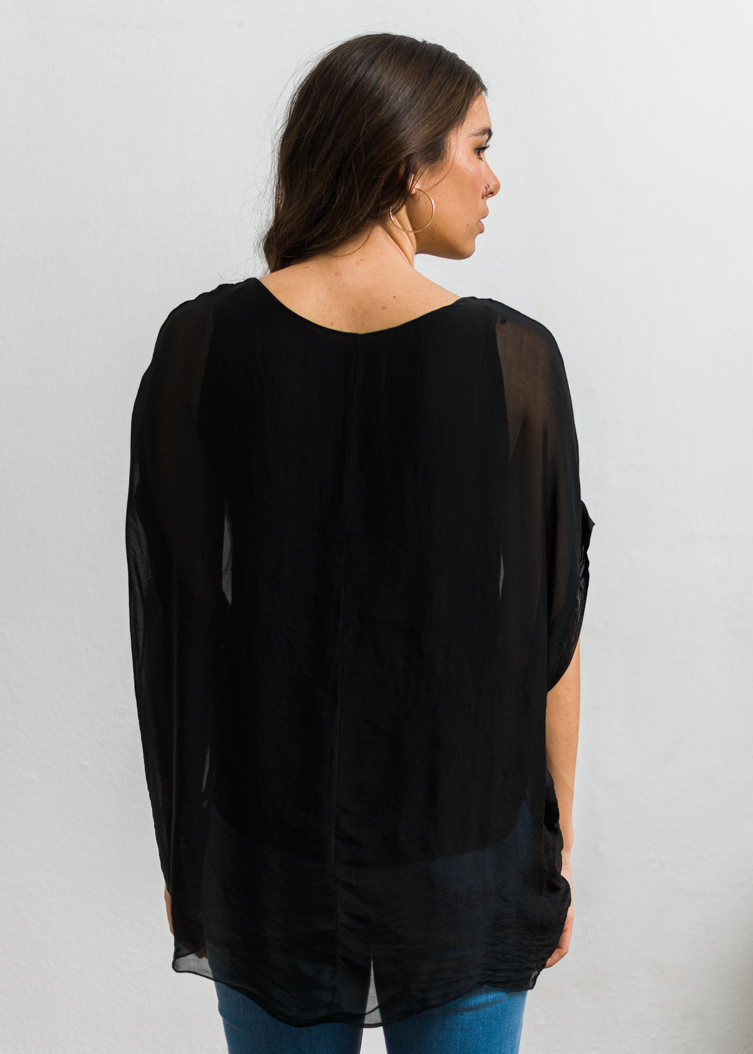 Natalie Silk Tee (Black)