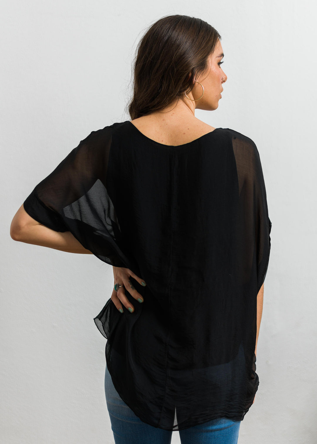 Natalie Silk Tee (Black)