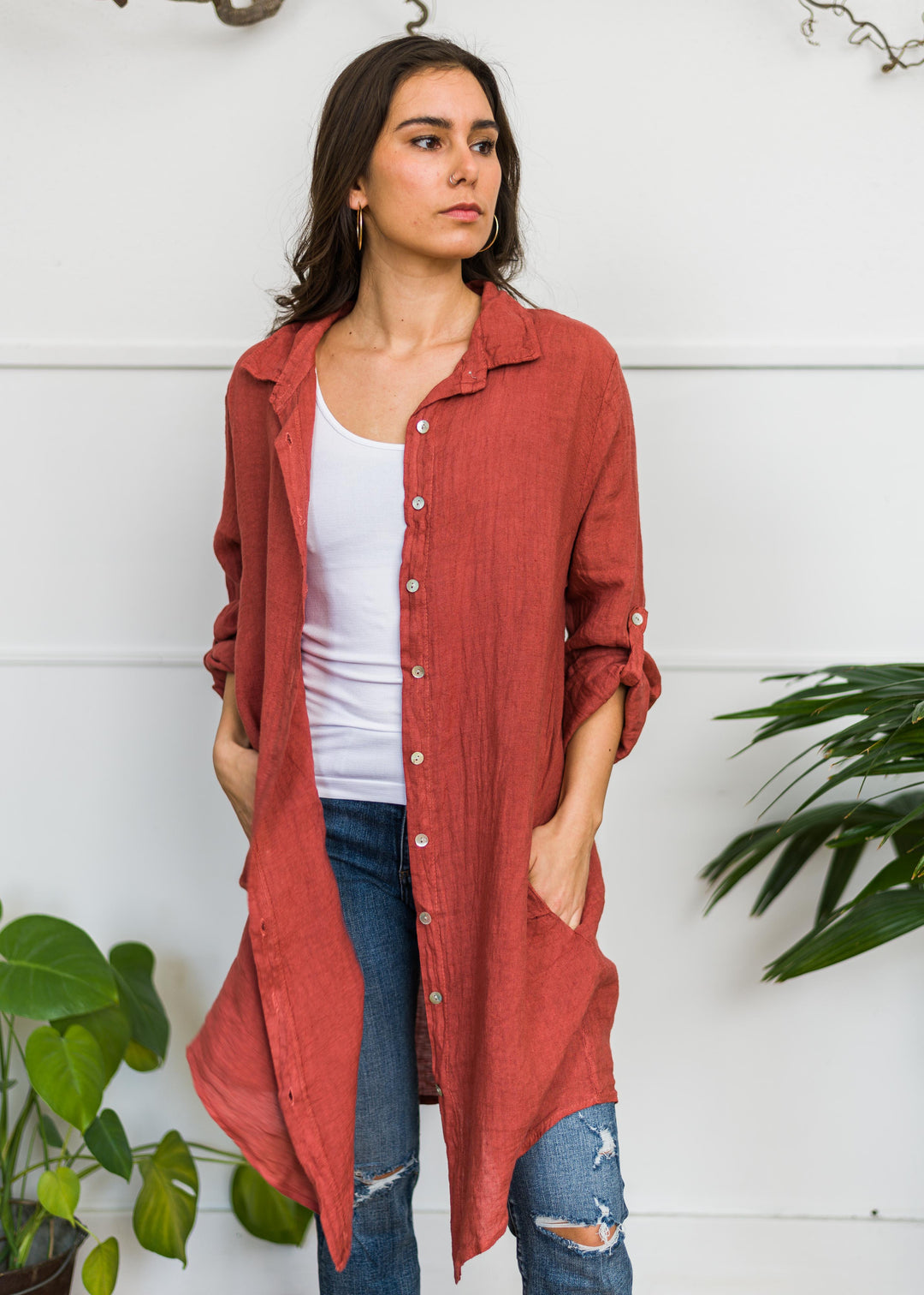 Meo Linen Florence Cardigan (Chili Pepper)