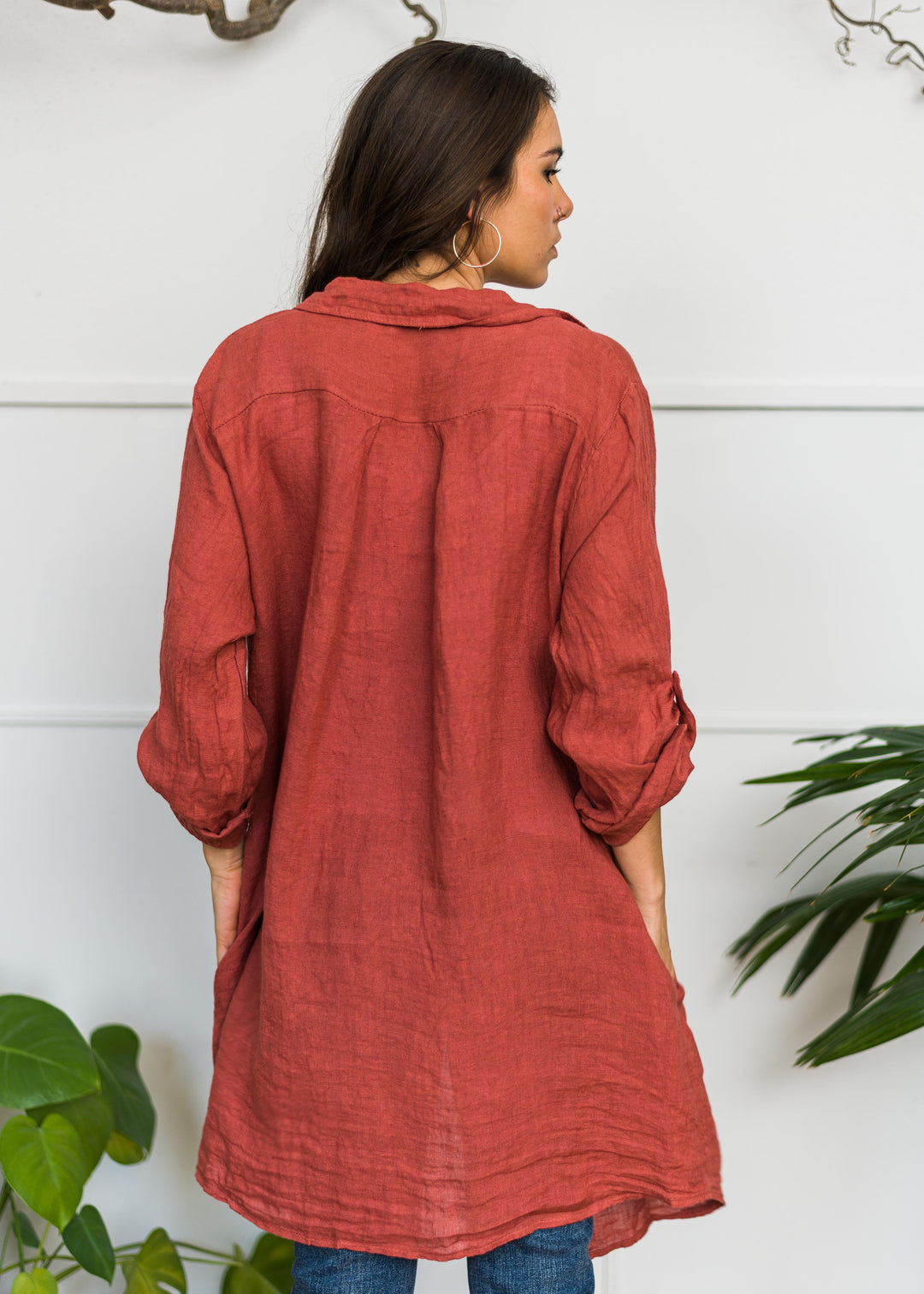 Meo Linen Florence Cardigan (Chili Pepper)