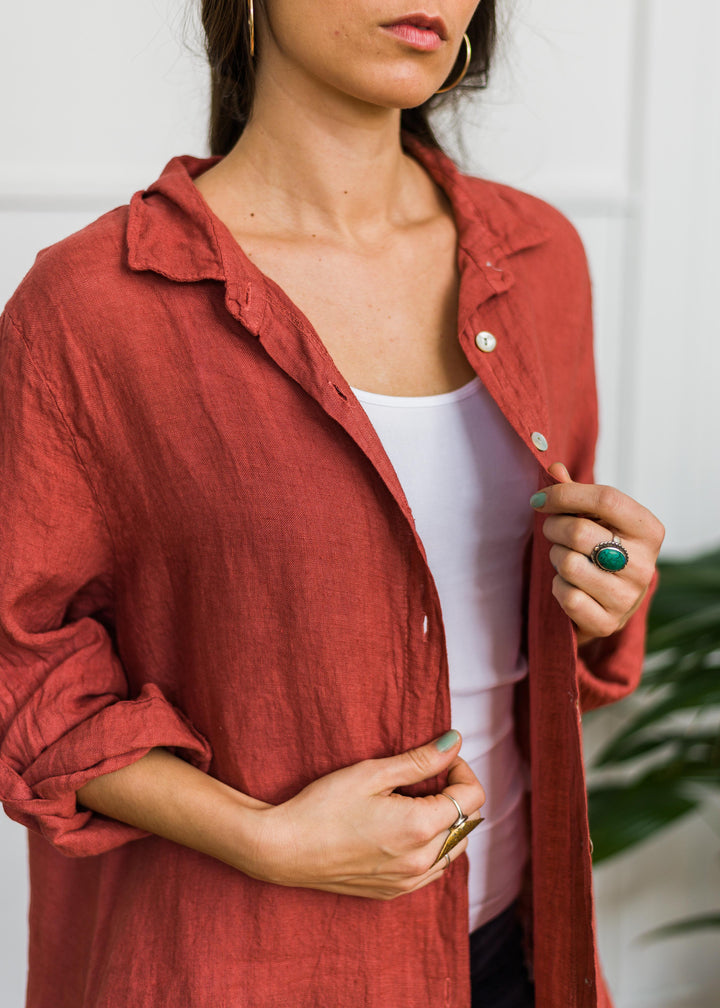 Meo Linen Florence Cardigan (Chili Pepper)