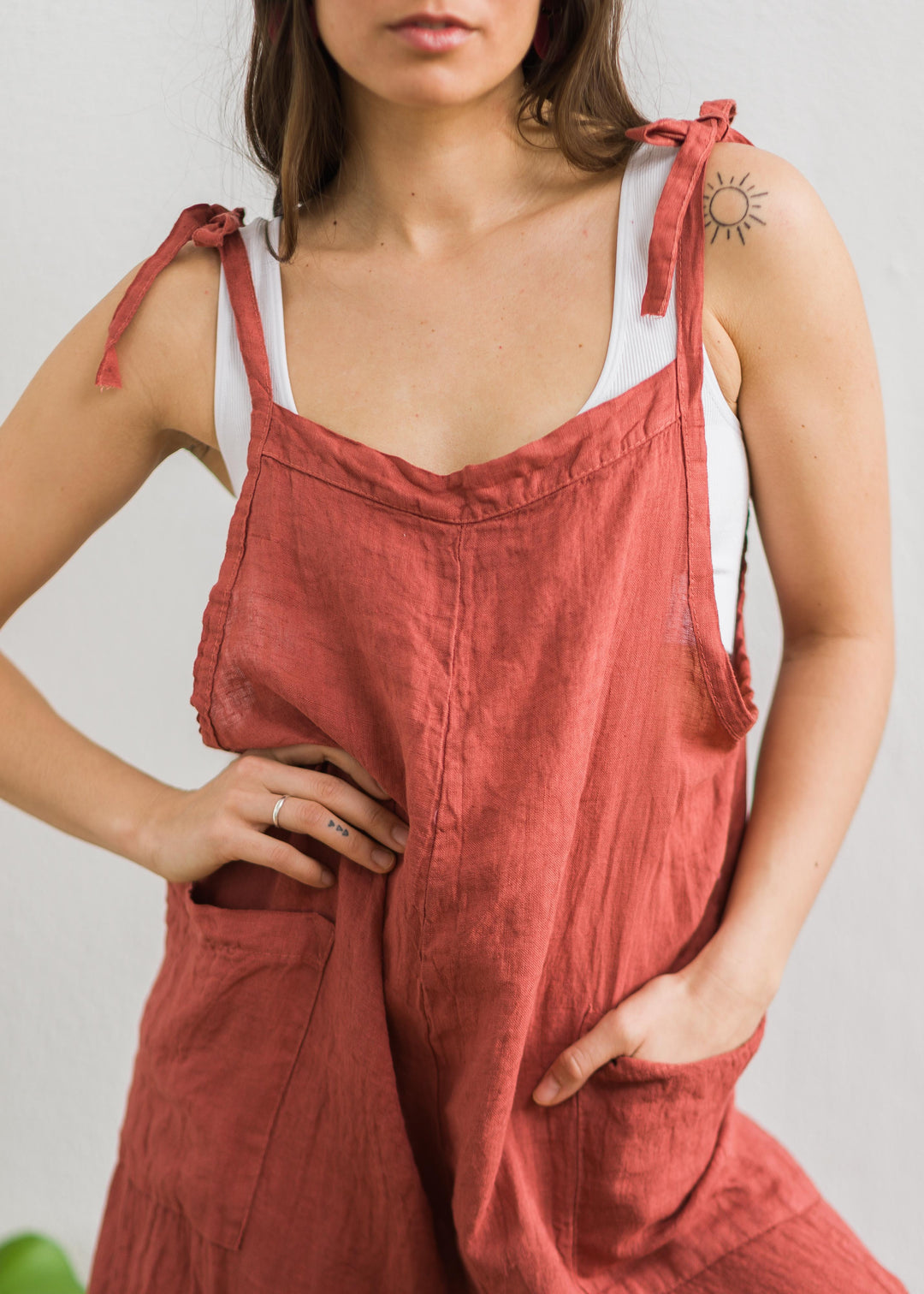 Lighter Days Linen Jumpsuit (Chili Pepper)
