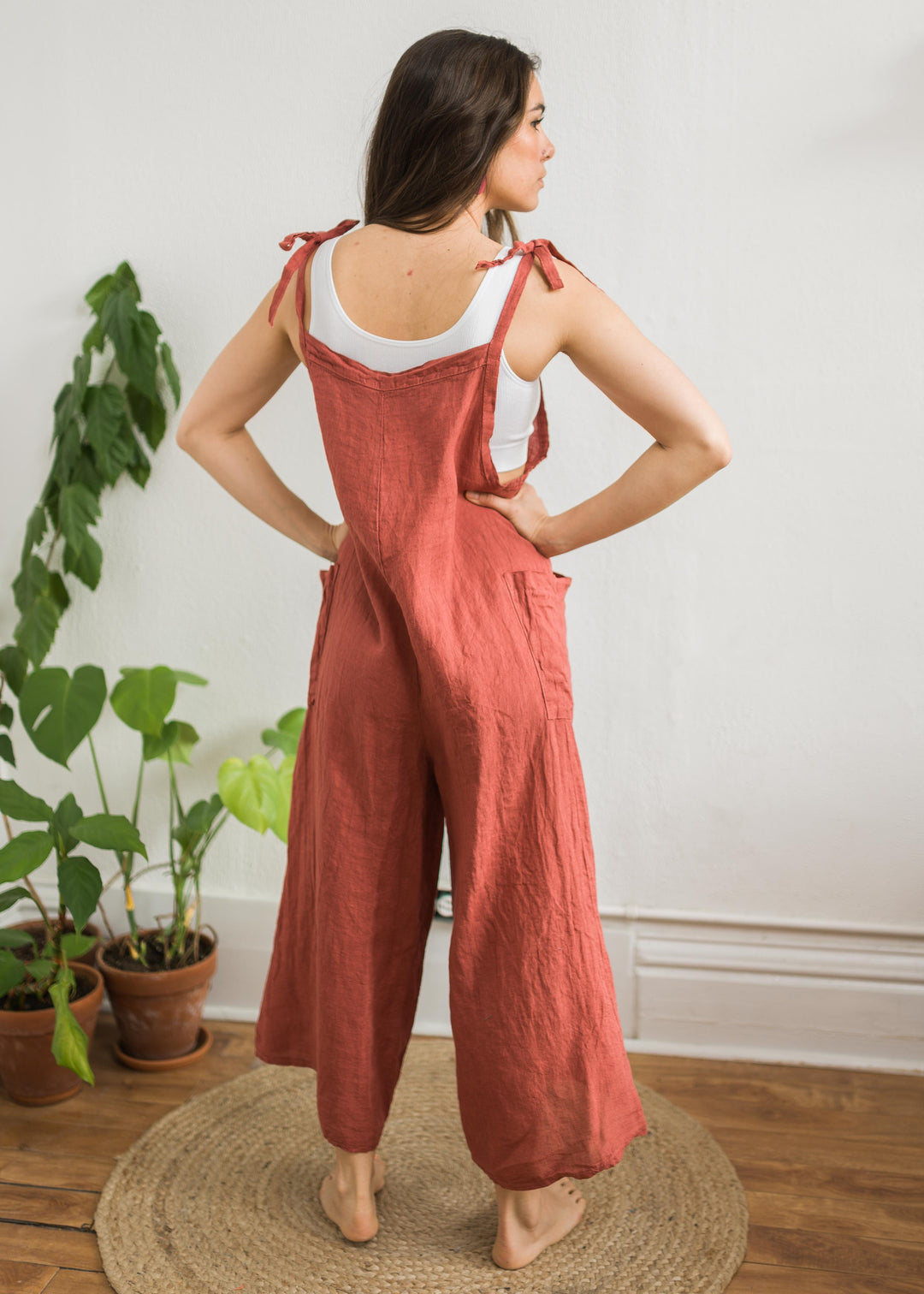 Lighter Days Linen Jumpsuit (Chili Pepper)