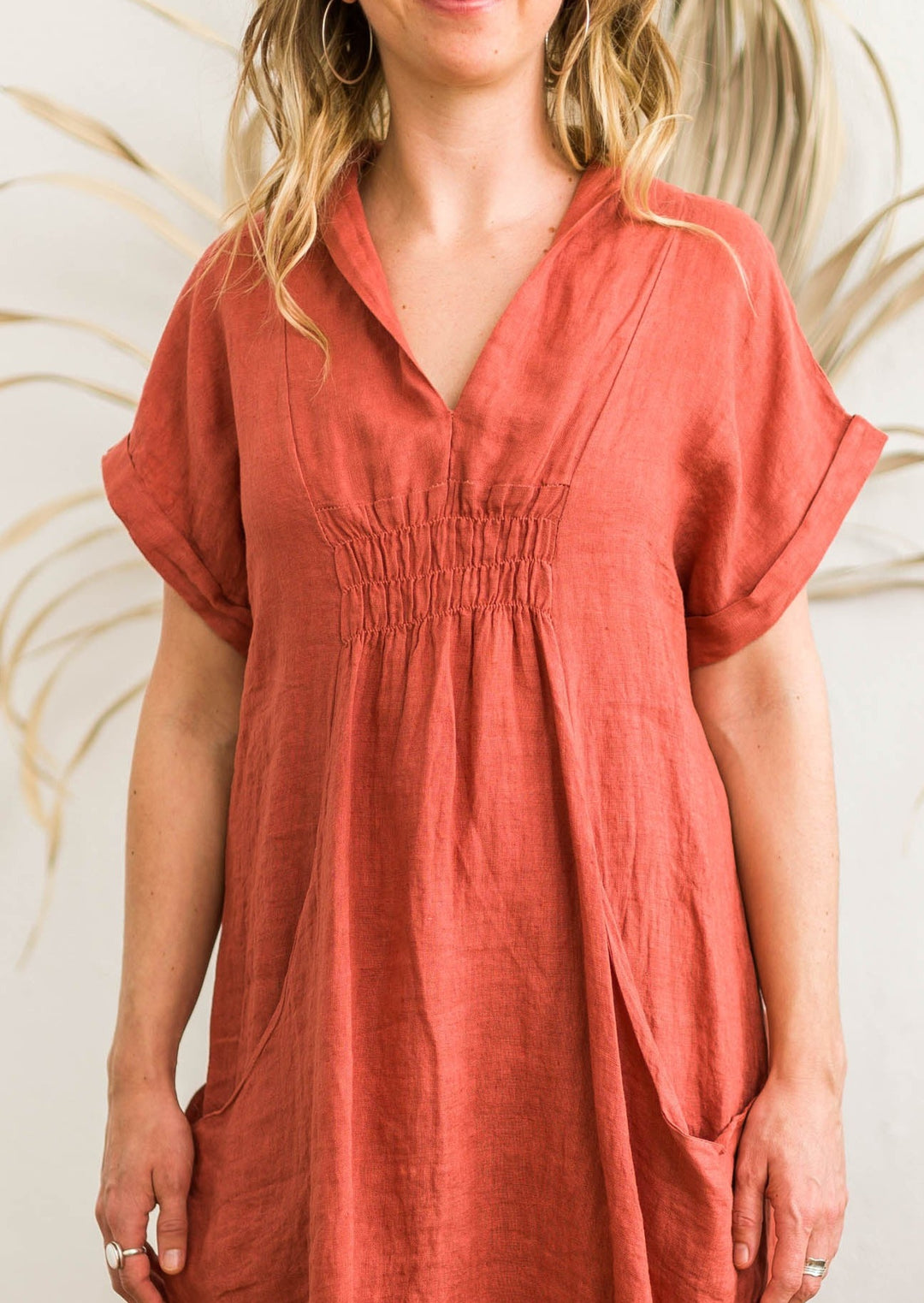 Meo Linen Pocket Dress (Chili Pepper)