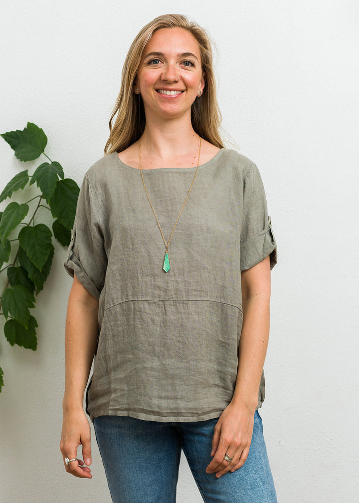 Meo Linen Button Tee (Taupe)
