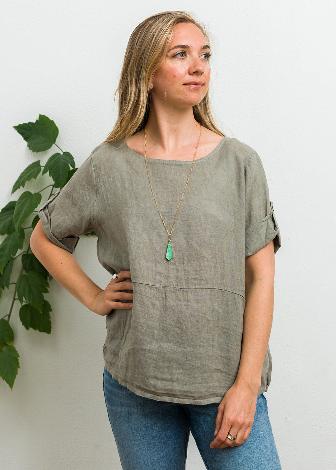 Meo Linen Button Tee (Taupe)