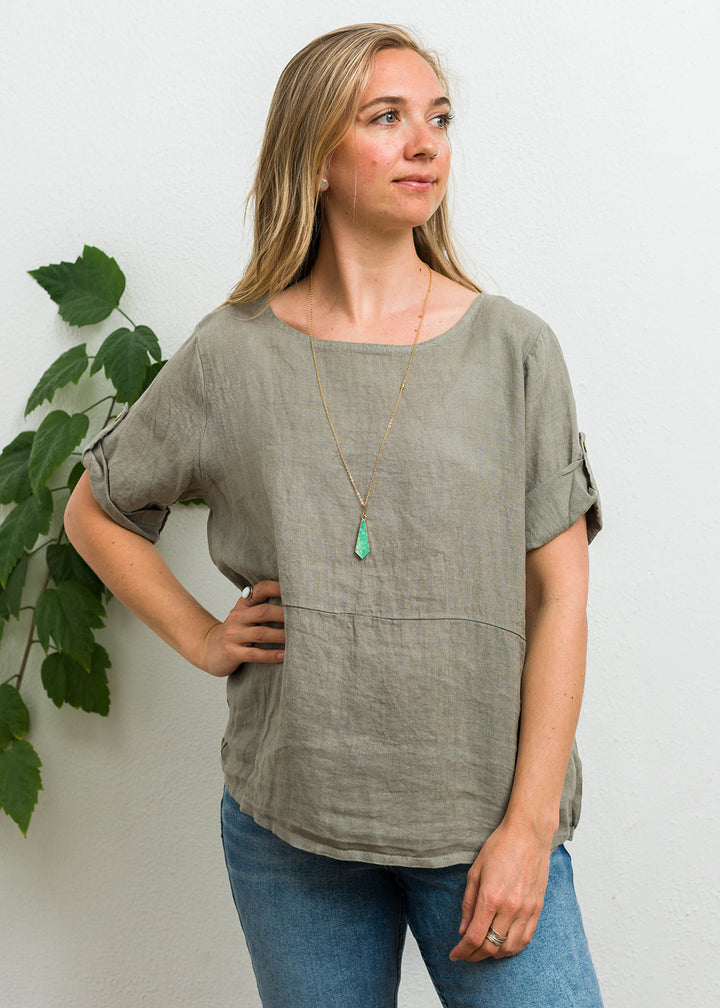 Meo Linen Button Tee (Taupe)