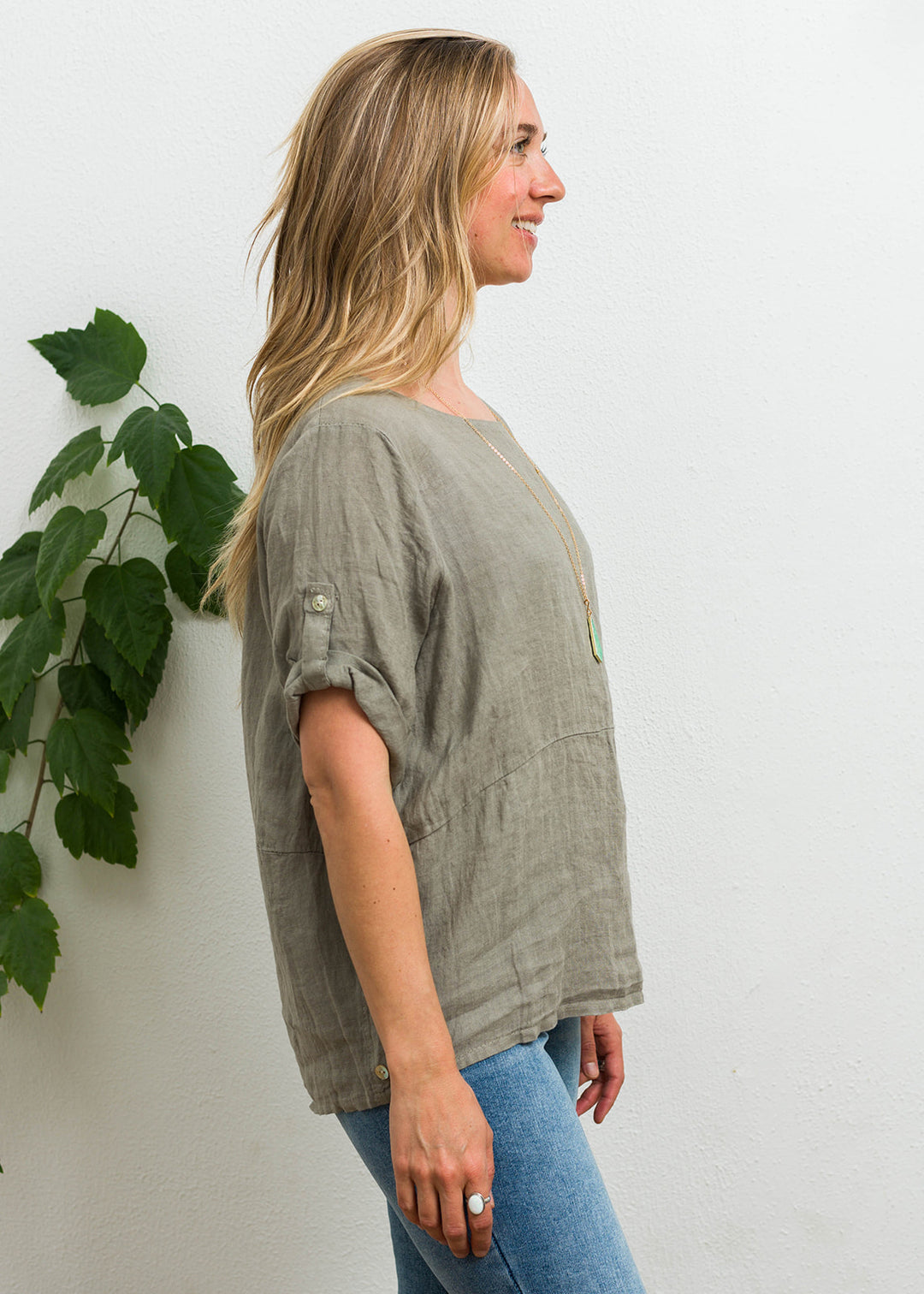 Meo Linen Button Tee (Taupe)
