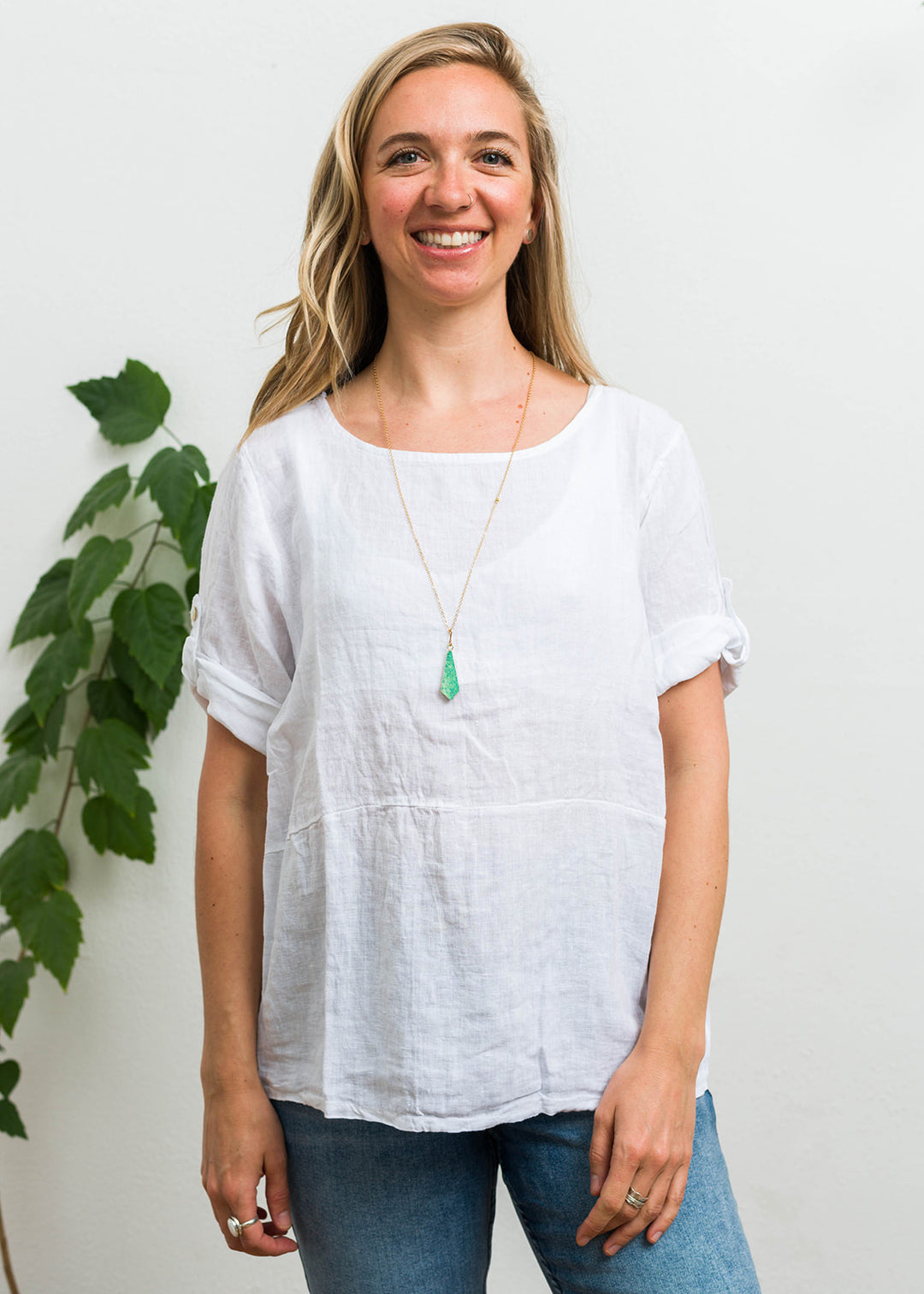 Meo Linen Button Tee (White)