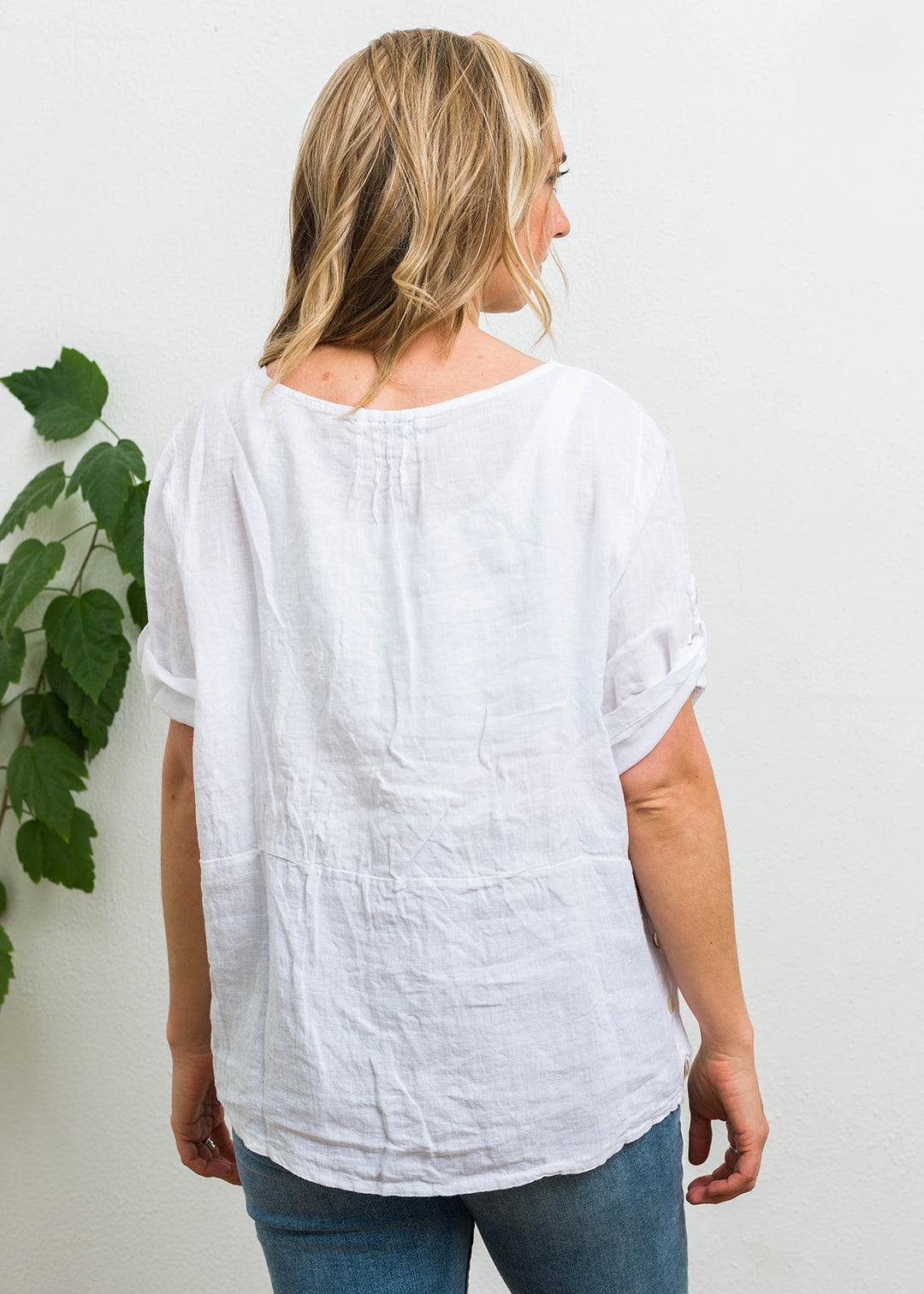 Meo Linen Button Tee (White)