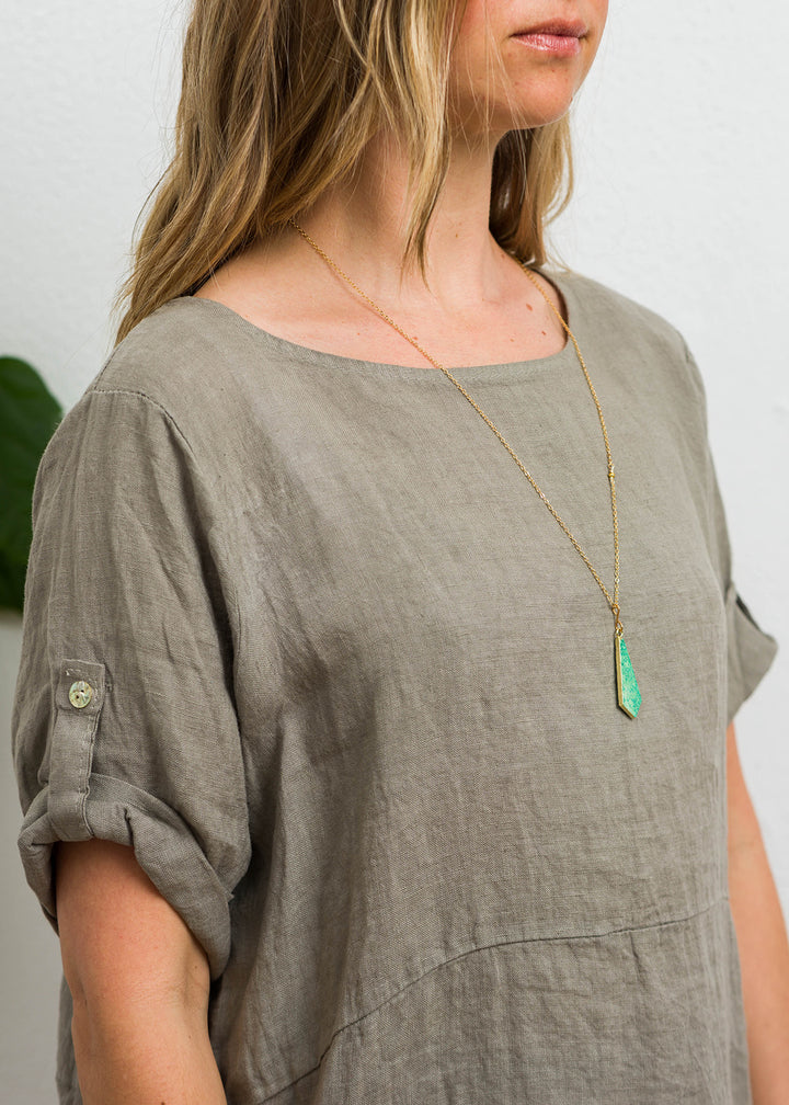 Meo Linen Button Tee (Taupe)