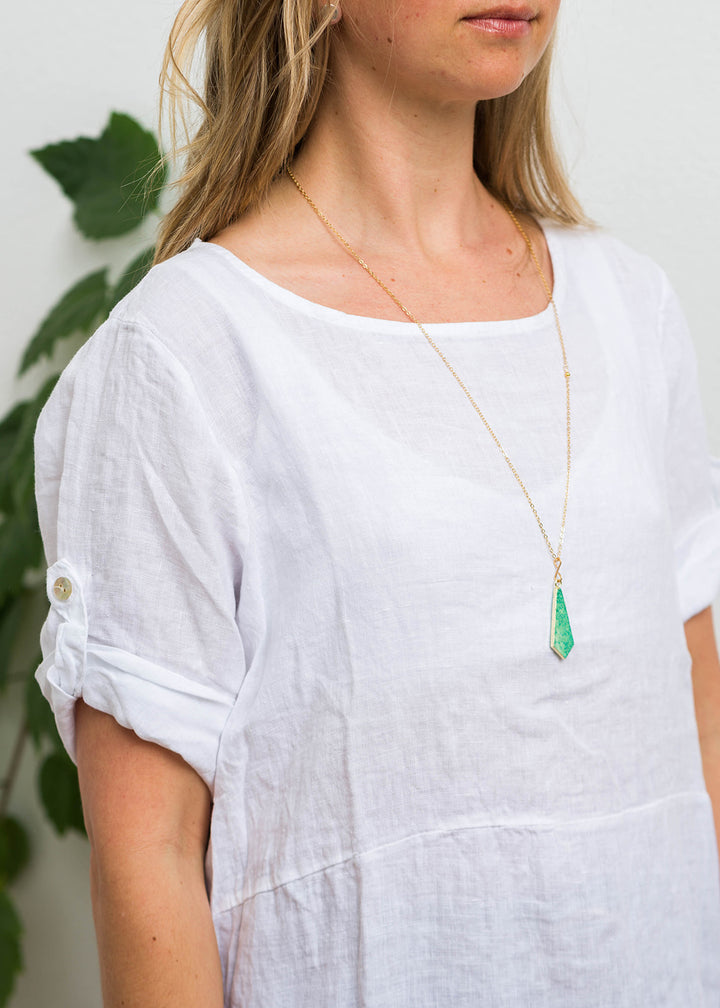 Meo Linen Button Tee (White)