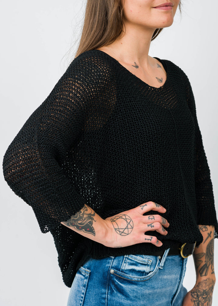 Meo Loose Knit Sweater (Black)