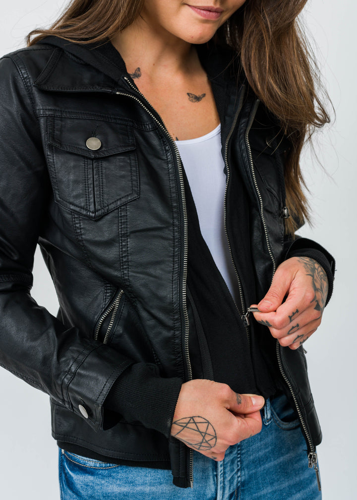 Girl Next Door Vegan Leather Jacket (Black)