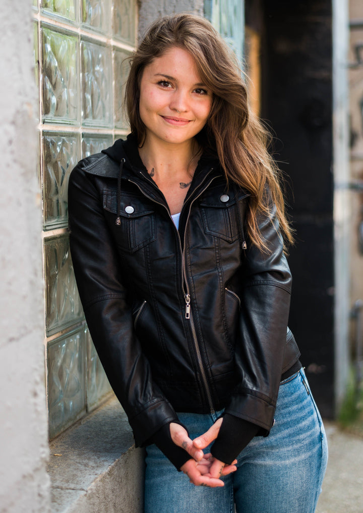 Girl Next Door Vegan Leather Jacket (Black)