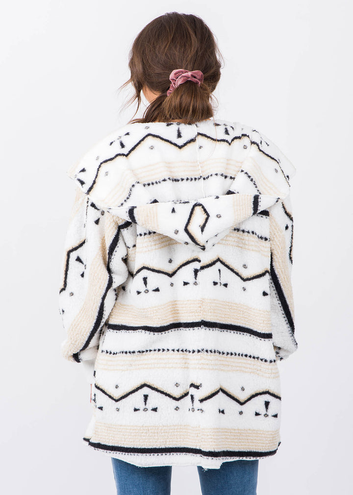 Teddy Bear Plush Cardigan (Geo Stripe)