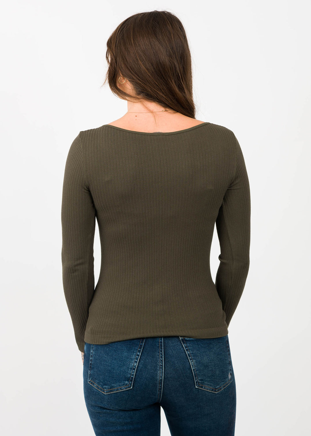C'est Moi Bamboo Rib Round Top (Olive)