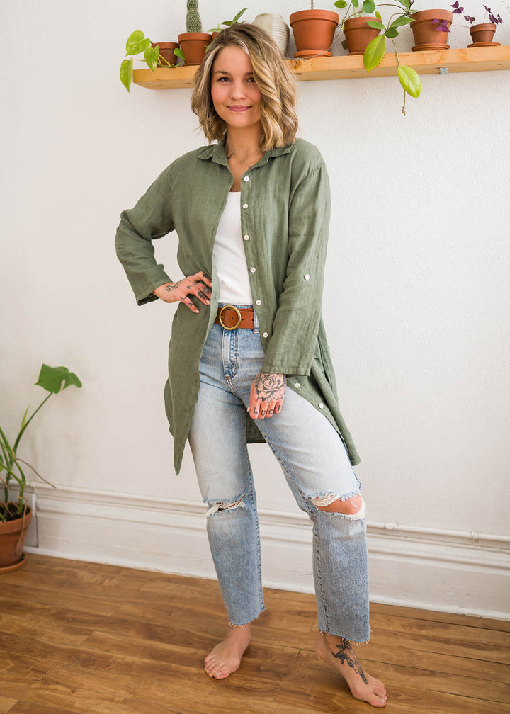 Meo Linen Florence Cardigan (Olive)