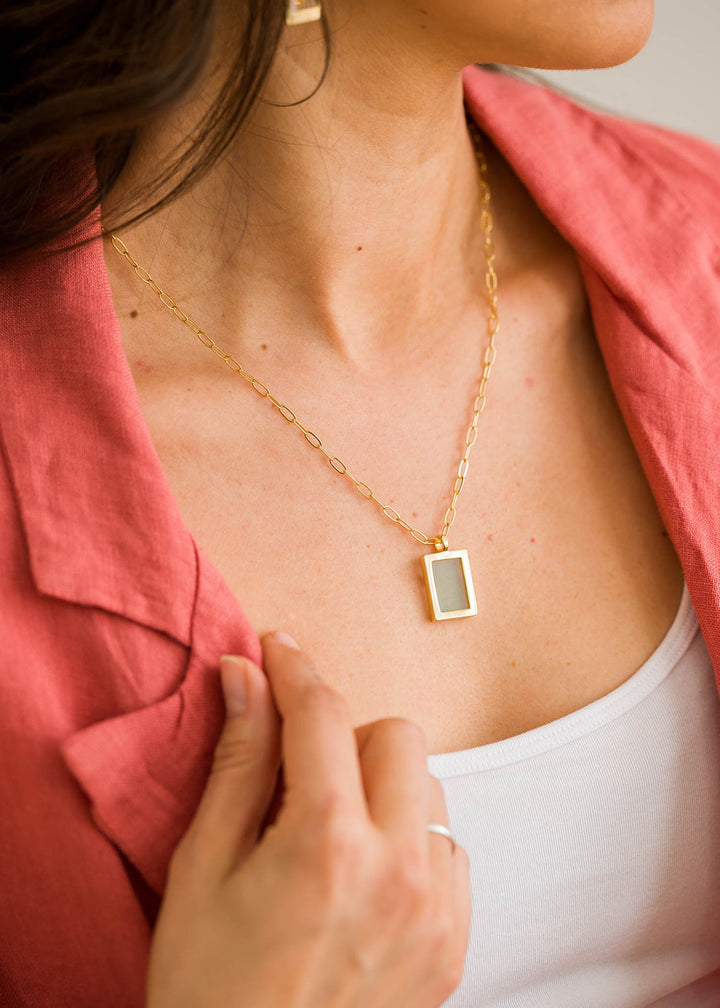 Gold Filled Green Agate Necklace