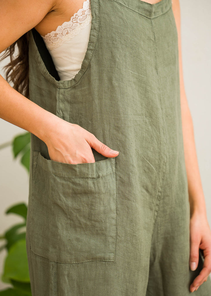 Lighter Days Linen Jumpsuit (Olive)