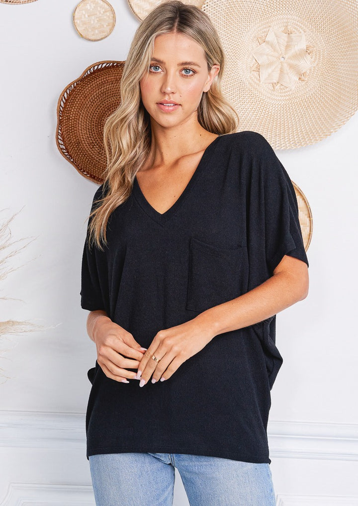 Jolie Slouchy Pocket Tee (Black)