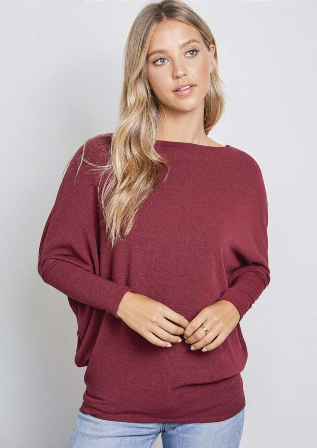 Jolie All Day Slouch Top (Burgundy)
