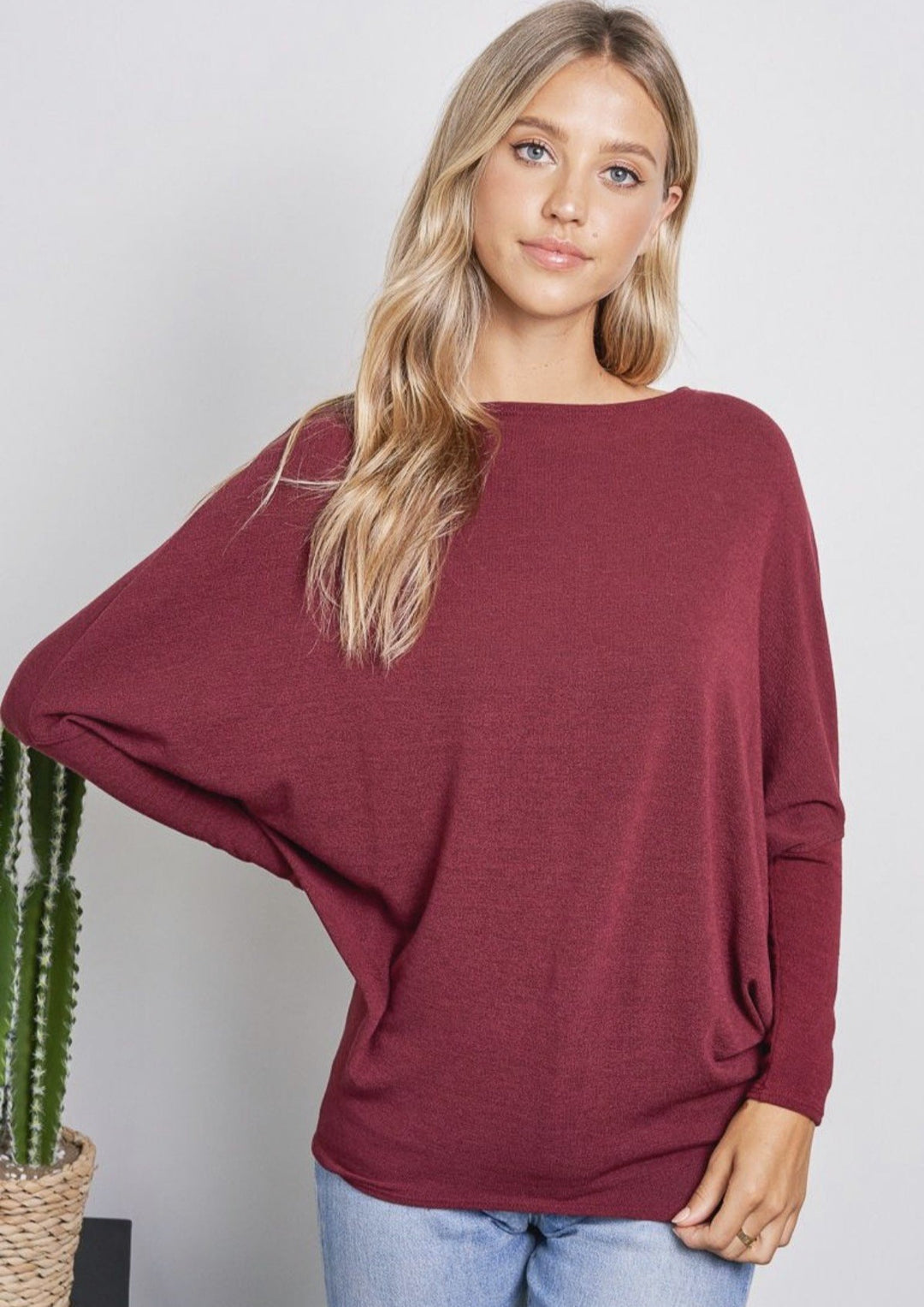 Jolie All Day Slouch Top (Burgundy)