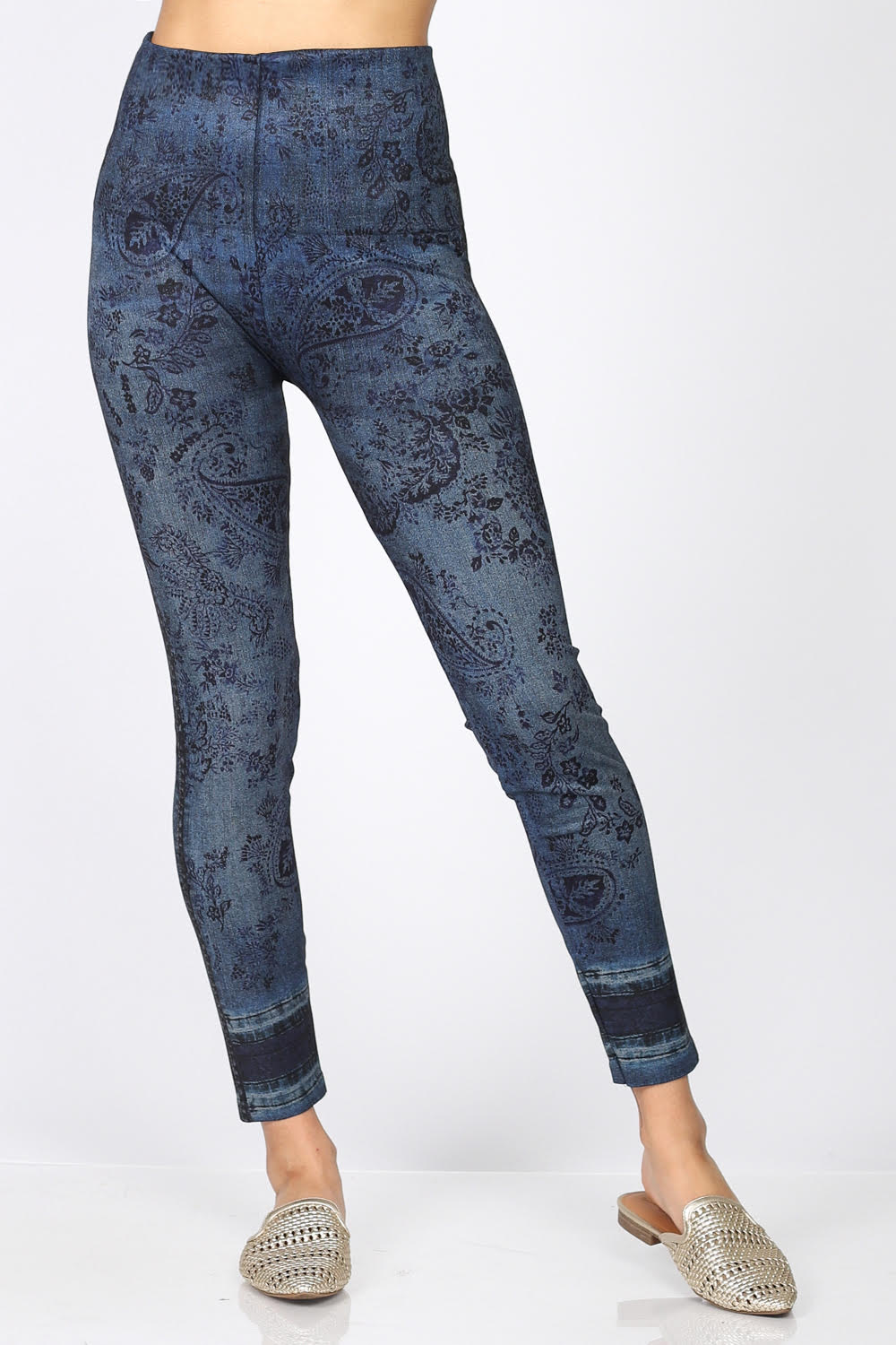 Denim Paisley High Rise Legging (Indigo)