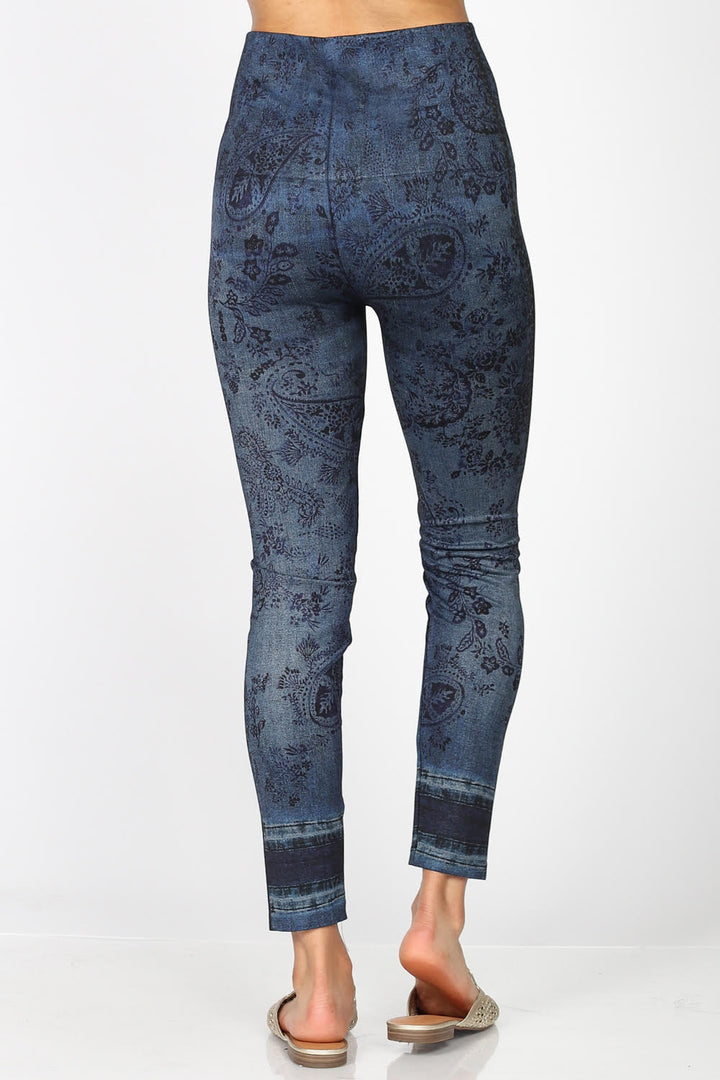 Denim Paisley High Rise Legging (Indigo)