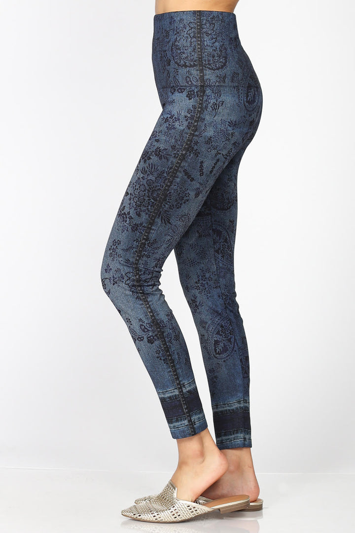 Denim Paisley High Rise Legging (Indigo)